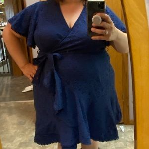City Chic,  Navy Blue, Faux Wrap Dress, Lace material size 20/ Large